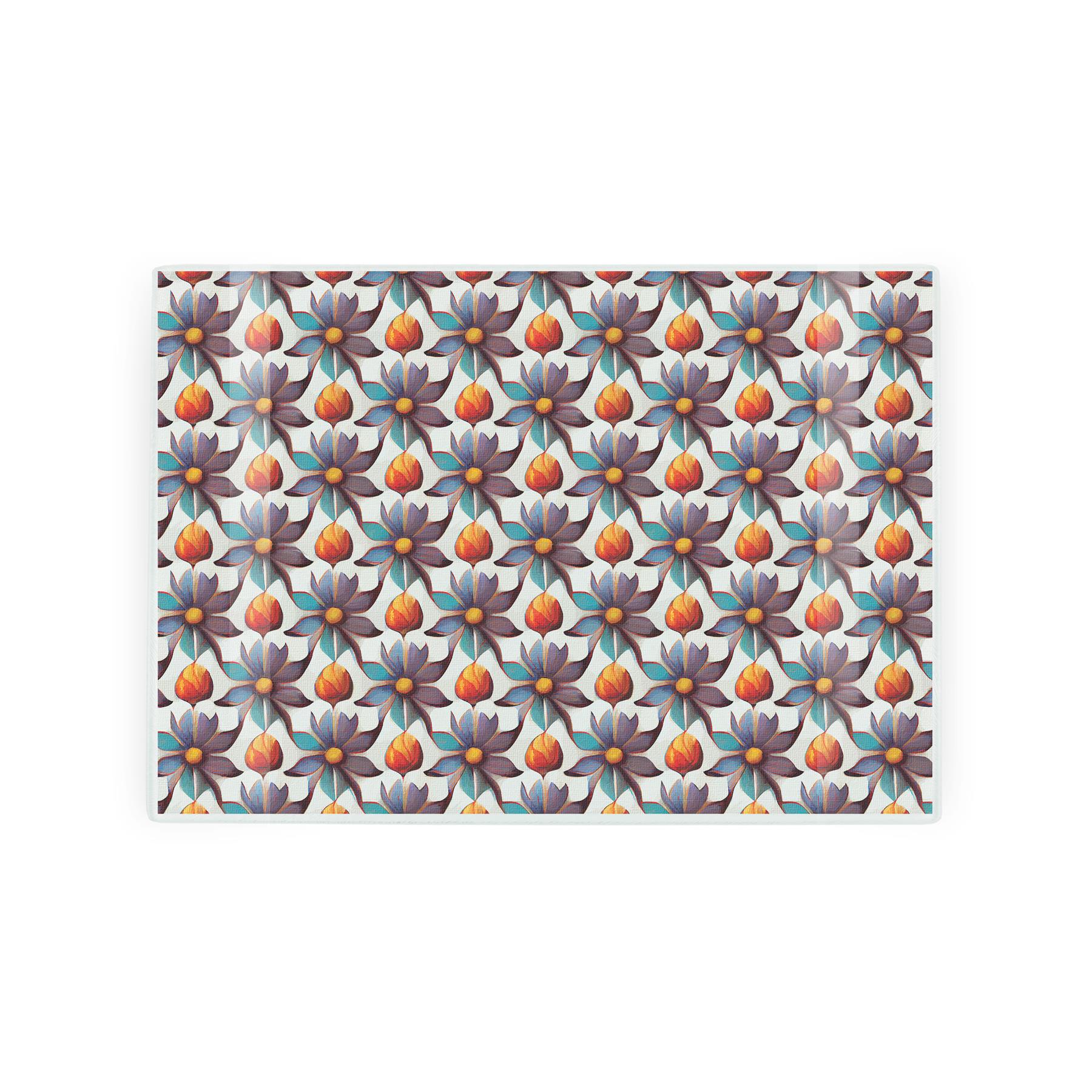 Textured worktop protector with floral tile design.