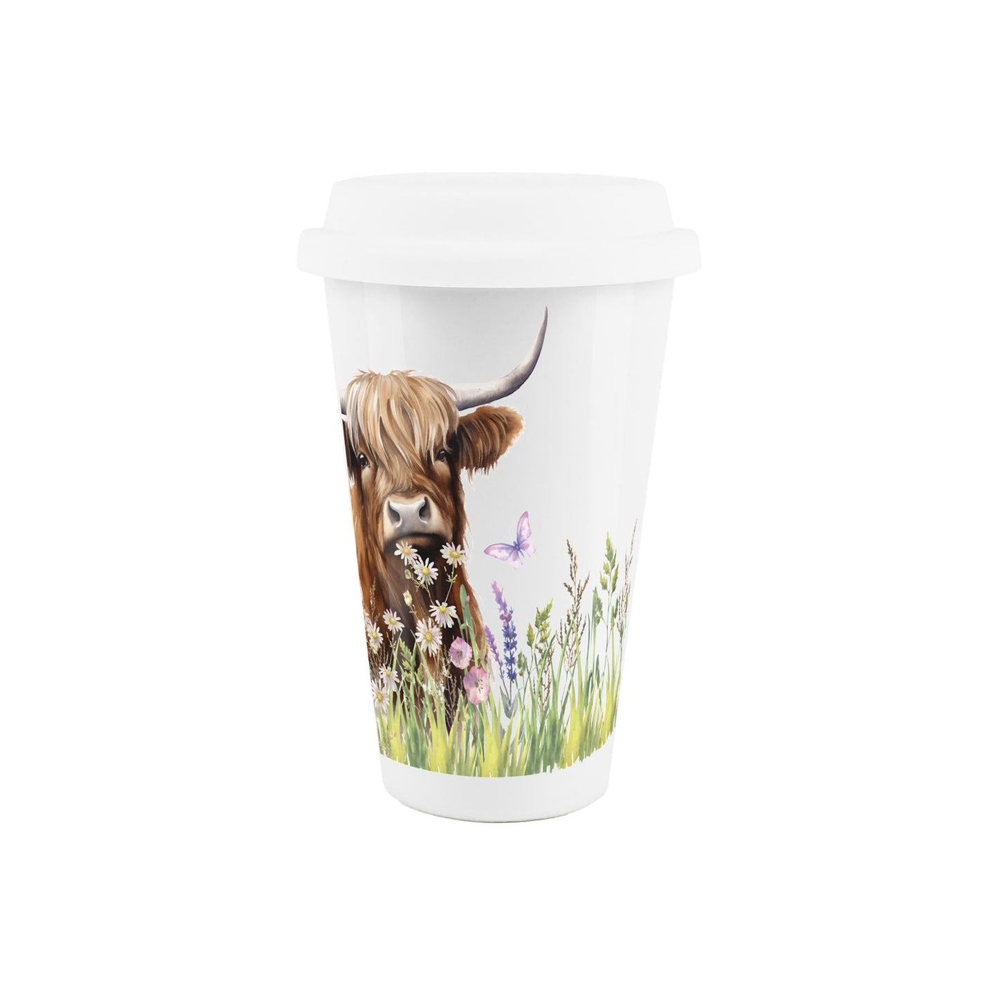 Mum & Calf Highland Cow Ceramic Travel Mug