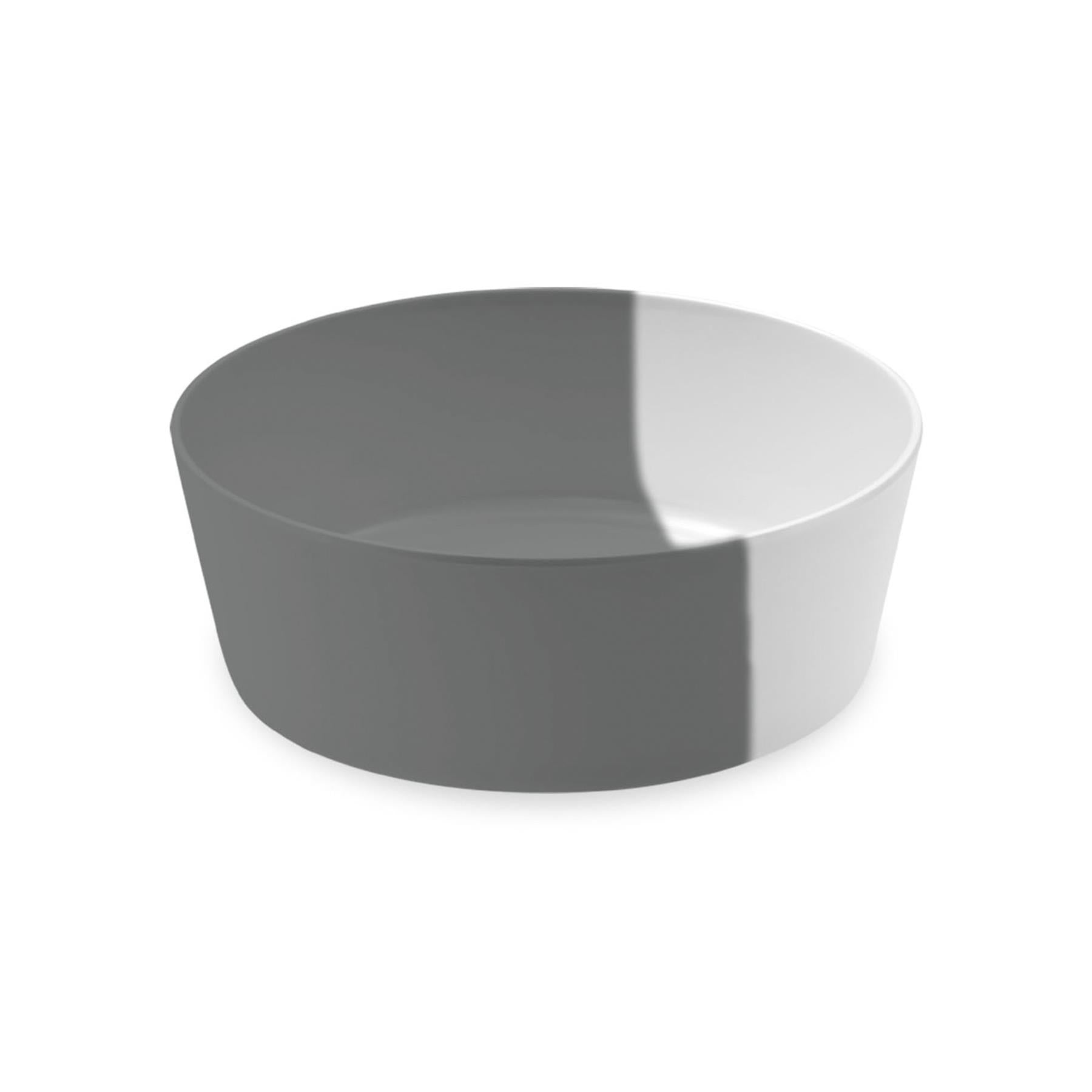 Lightweight melamine large pet bowl in elegant grey & white split design.