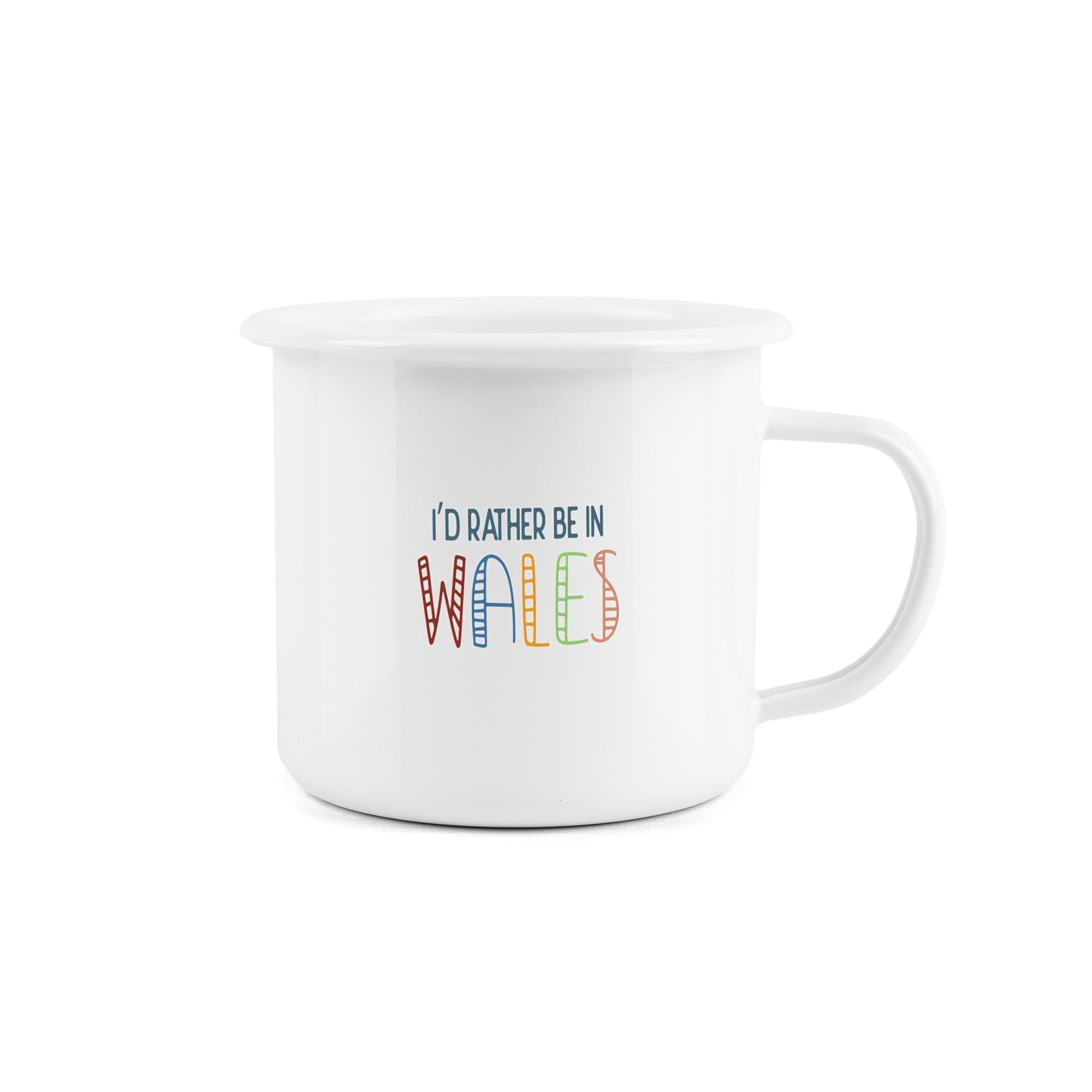 Fun novelty mug expressing a desire to be in Wales, perfect for outdoor activities.