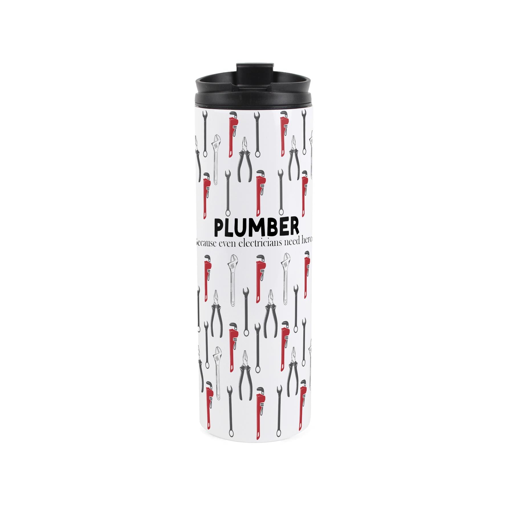 Travel mug featuring plumber patter