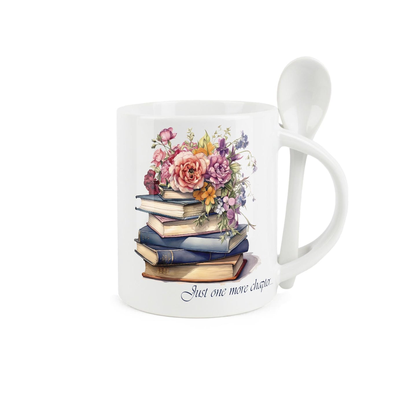 Mug & Spoon Set with floral book design