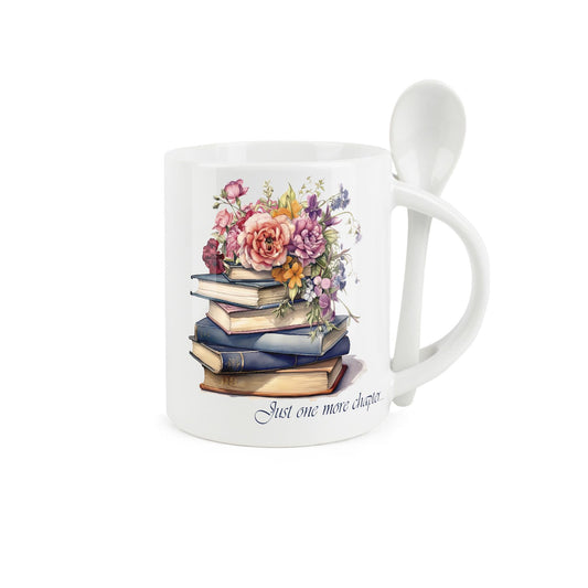 Mug & Spoon Set with floral book design