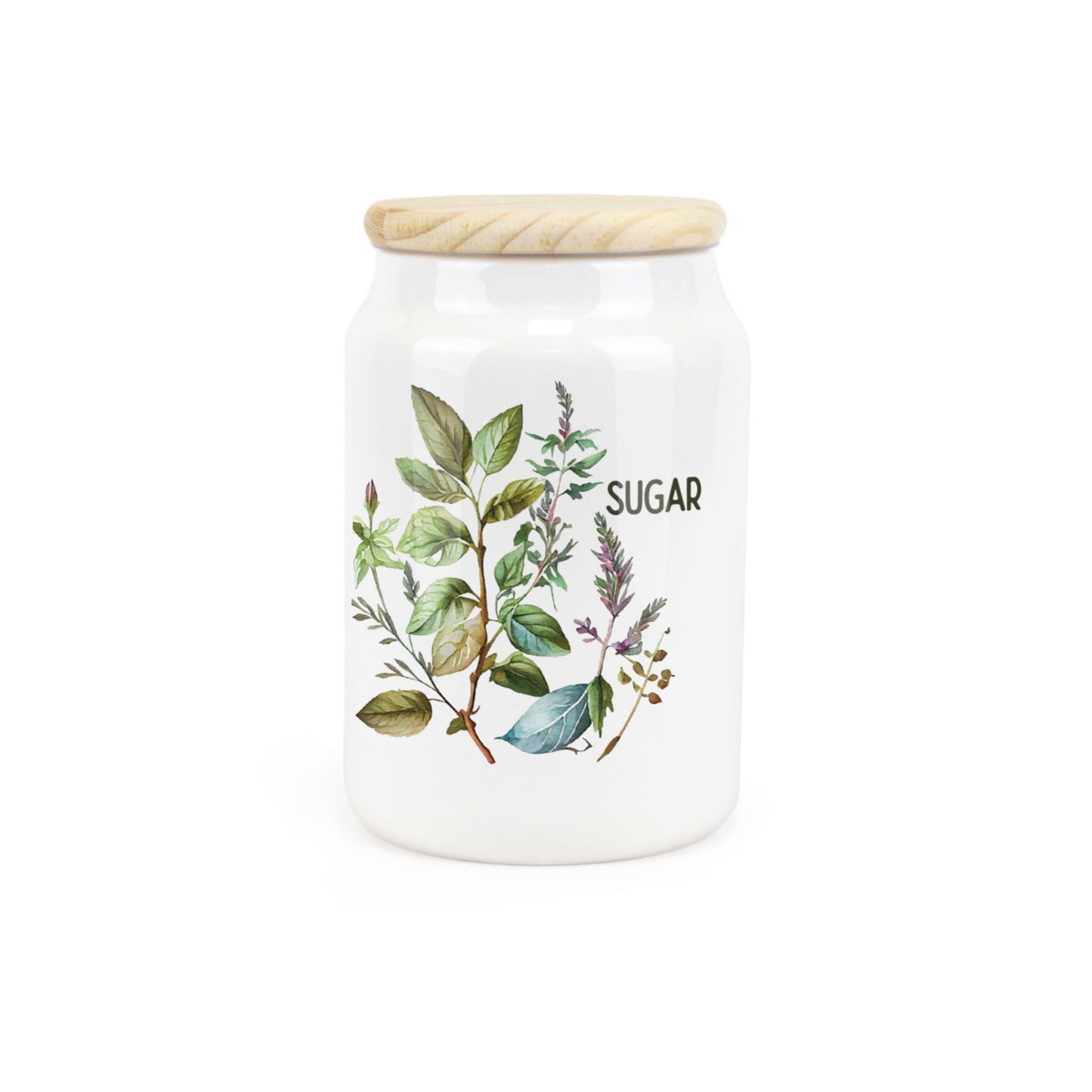Watercolour Herbs Ceramic Canister