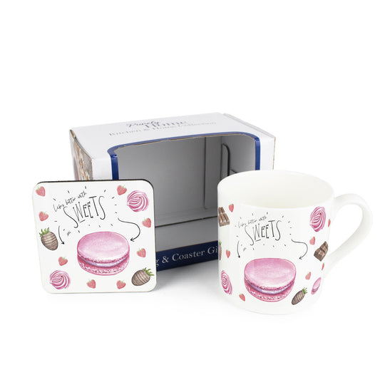 Life's Better with Sweets Mug & Coaster Gift Set