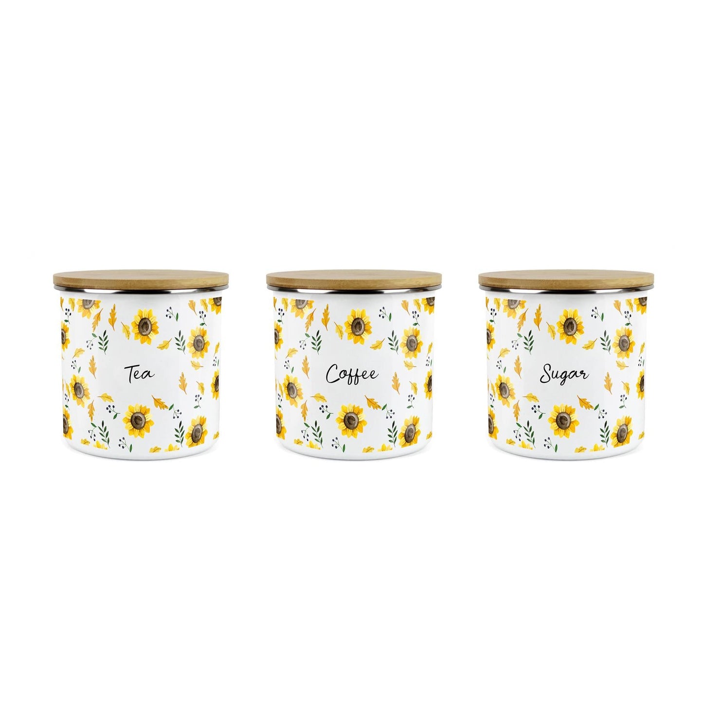 Tea, Coffee & Sugar Storage Canister - Sunflowers Yellow Kitchen Storage Jar