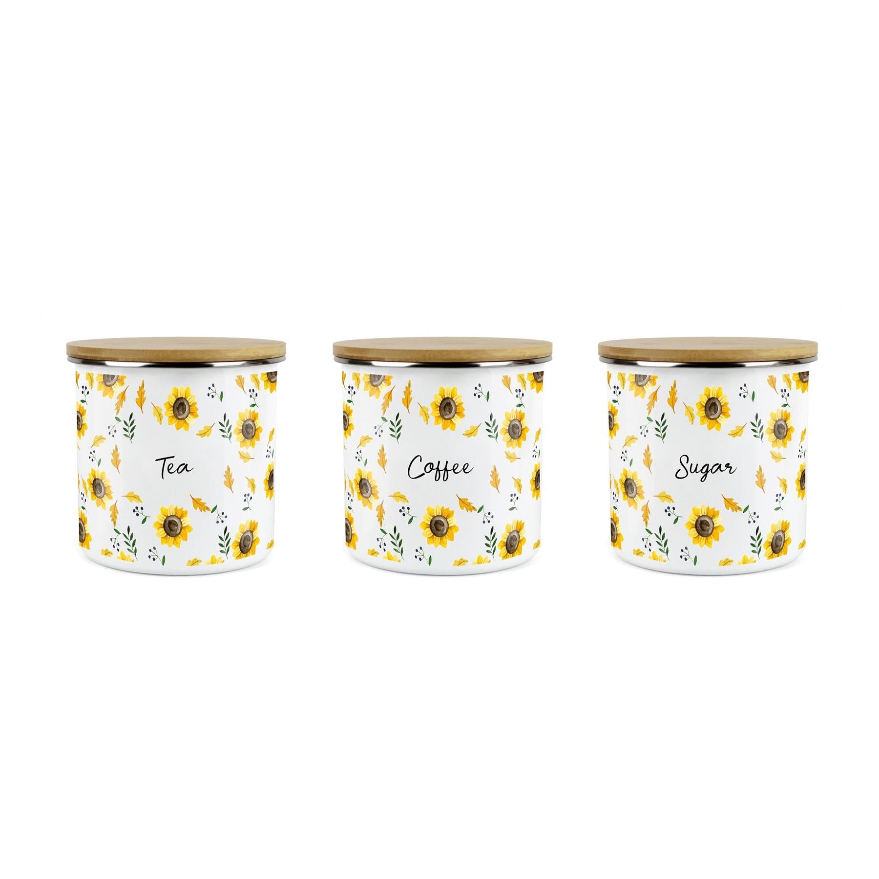 Tea, Coffee & Sugar Storage Canister - Sunflowers Yellow Kitchen Storage Jar