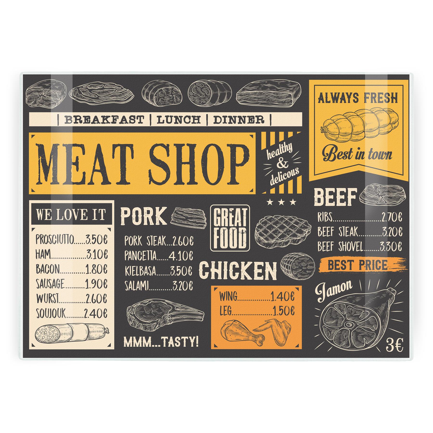 Cuts of Meat Shop Large Worktop Protector