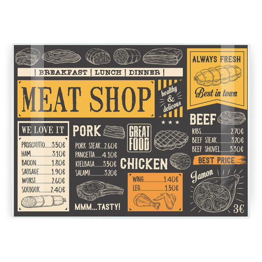 Cuts of Meat Shop Large Worktop Protector