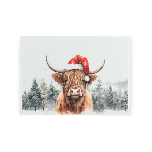 Christmas Highland Cow Small Smooth Worktop Protector