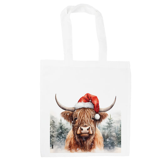 Christmas Highland Cow Tote Bag