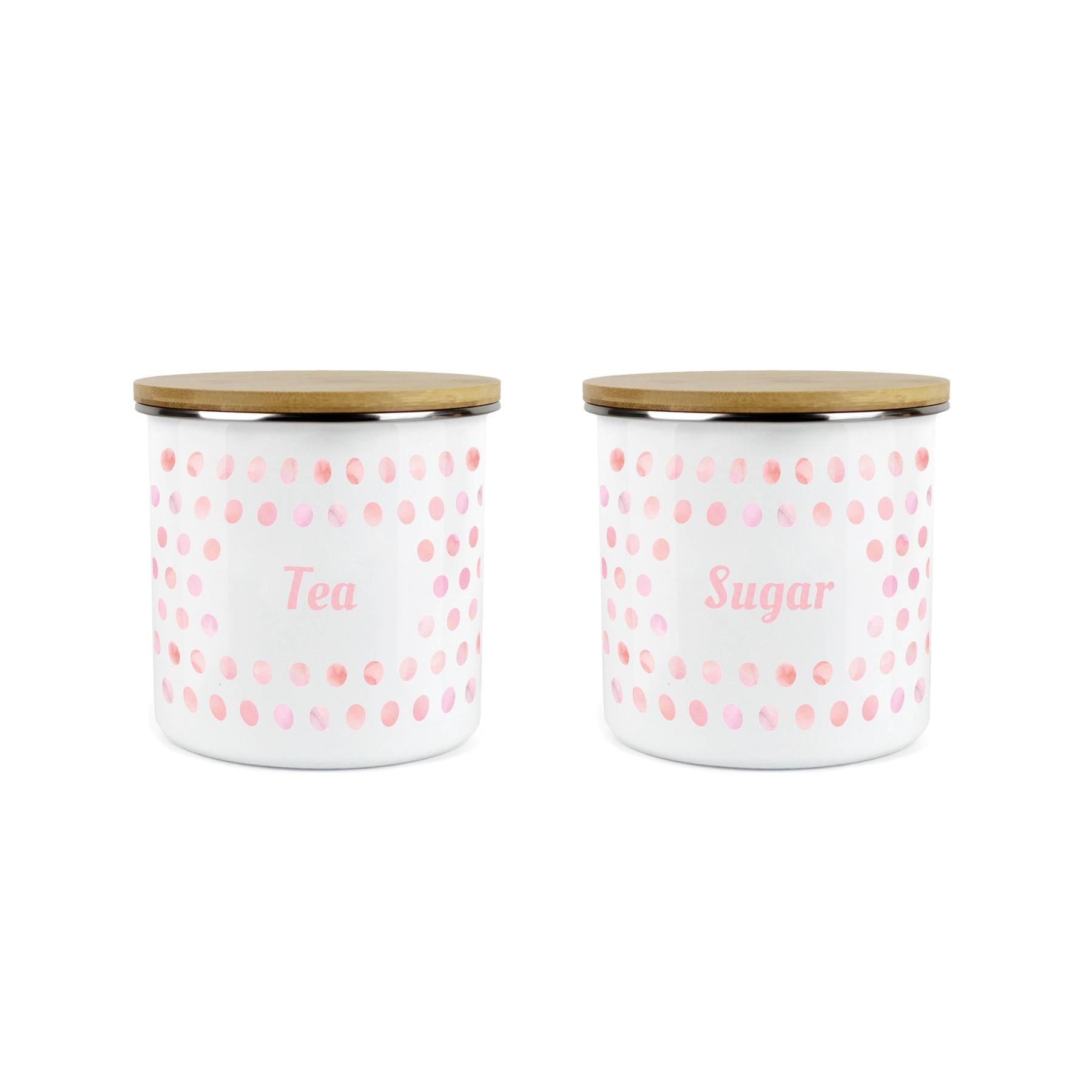 Purely Home Kitchen Polka Pink Food Storage Canister 2pc - Tea and Sugar