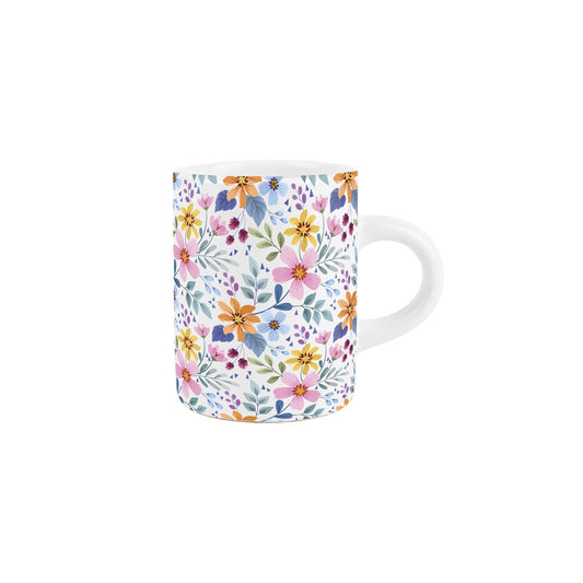 Small ceramic espresso mug featuring a lovely multi-coloured floral design.