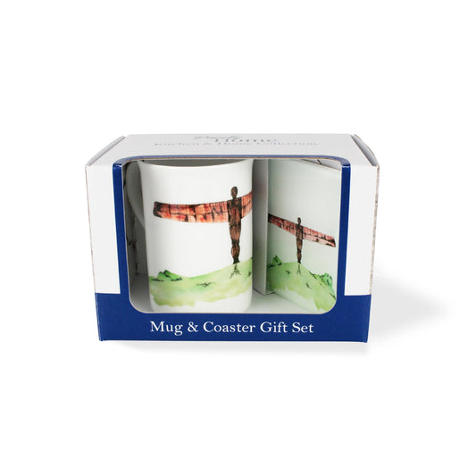 Angel of the North Mug & Coaster Gift Set by Rhiannon Chauncey