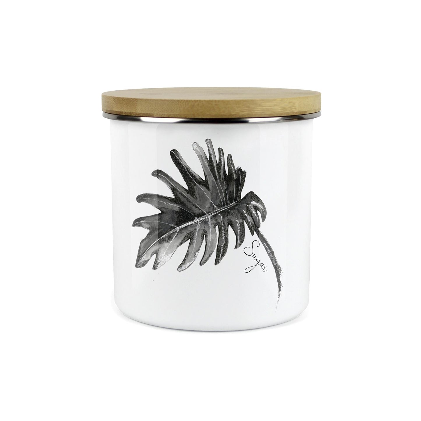 Cheese Plant Leaf Sugar Storage Canister - Painted Inks Kitchen Enamel Container