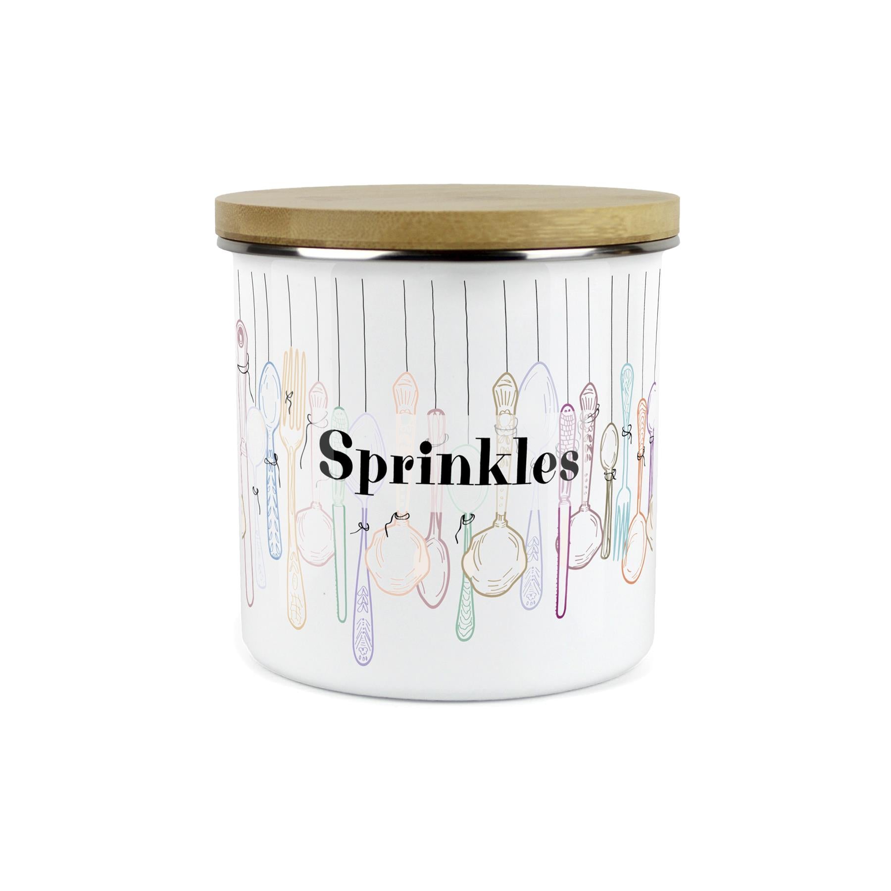 Vintage Cutlery Sprinkles Baking Storage Canister - Enamel Kitchen Container