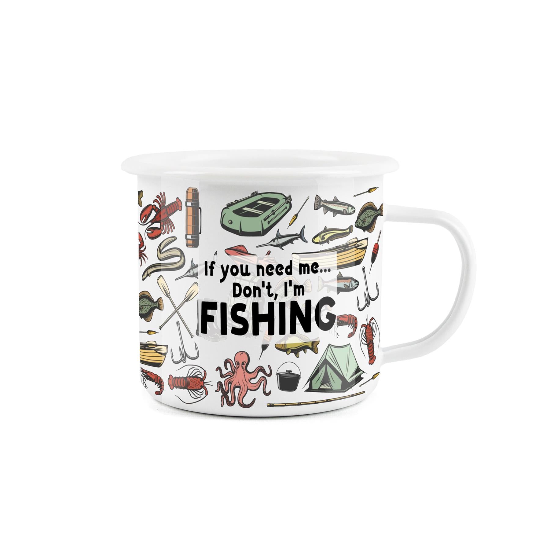 Sturdy fishing mug for summer trips, showcasing a durable design for outdoor adventures.
