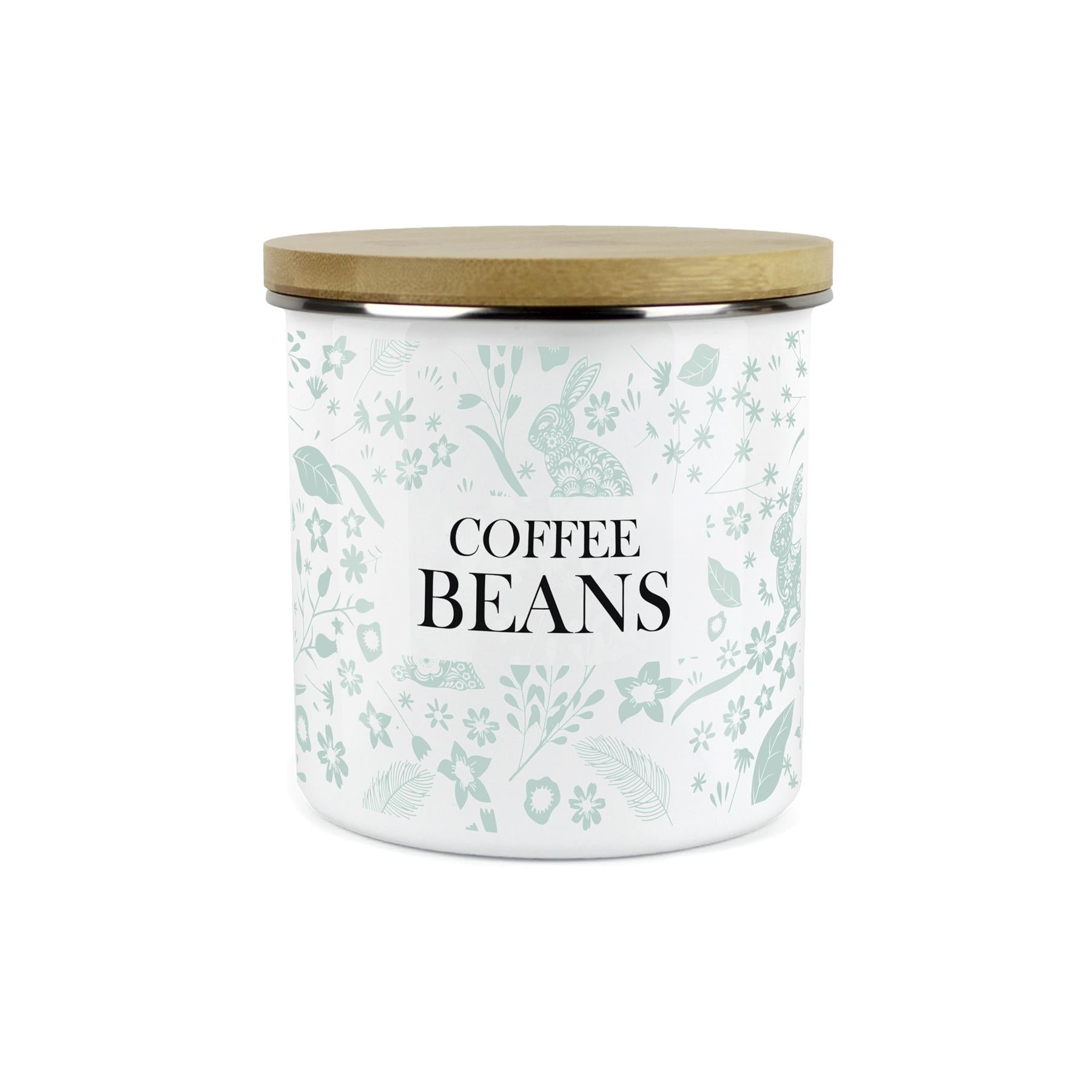 Wild Rabbits Coffee Beans Storage Canister - Green Enamel Food/Drink Container