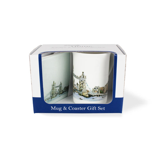 Tower Bridge Mug & Coaster Gift Set by Rhiannon Chauncey