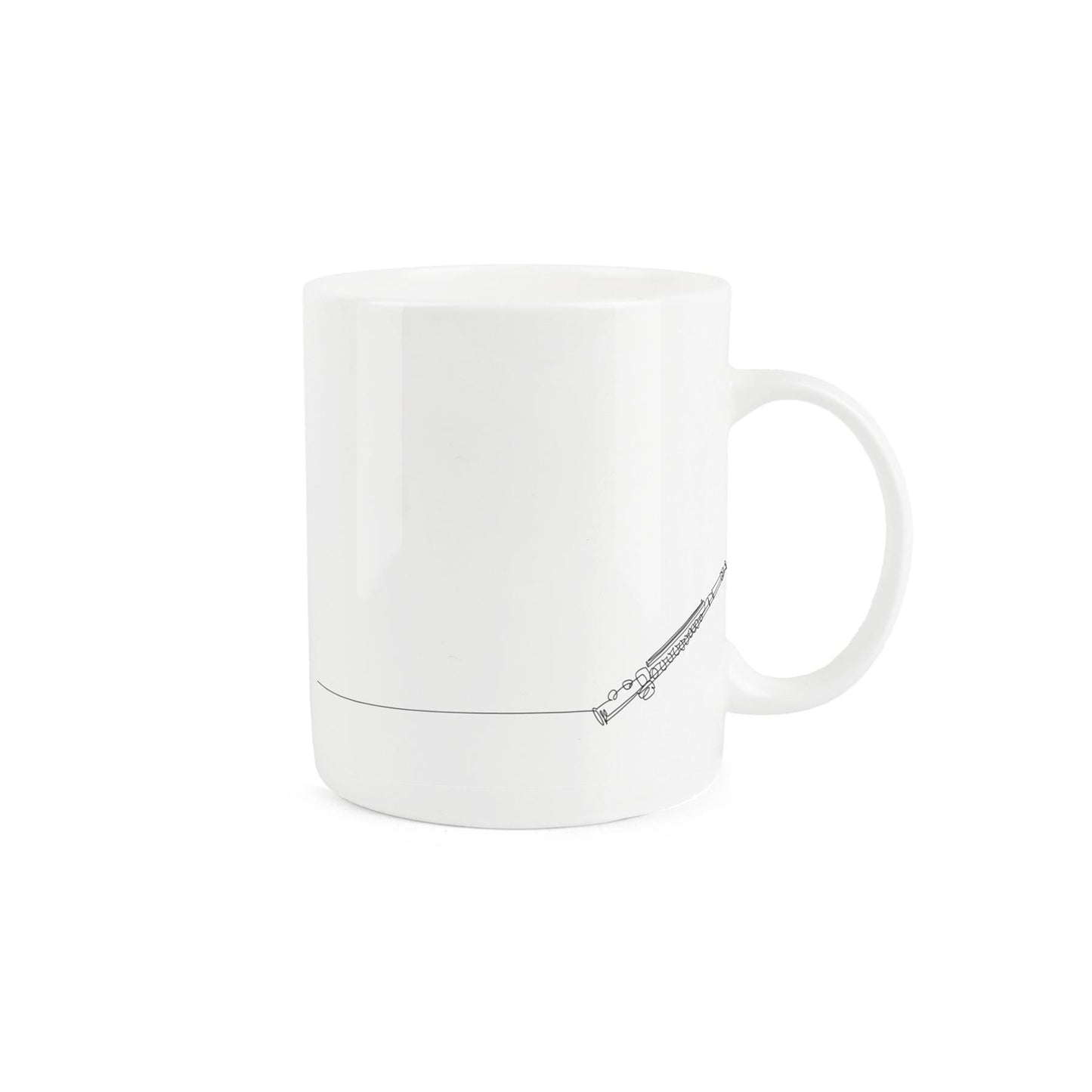 Thoughtful bone china mug featuring an accordion drawing.