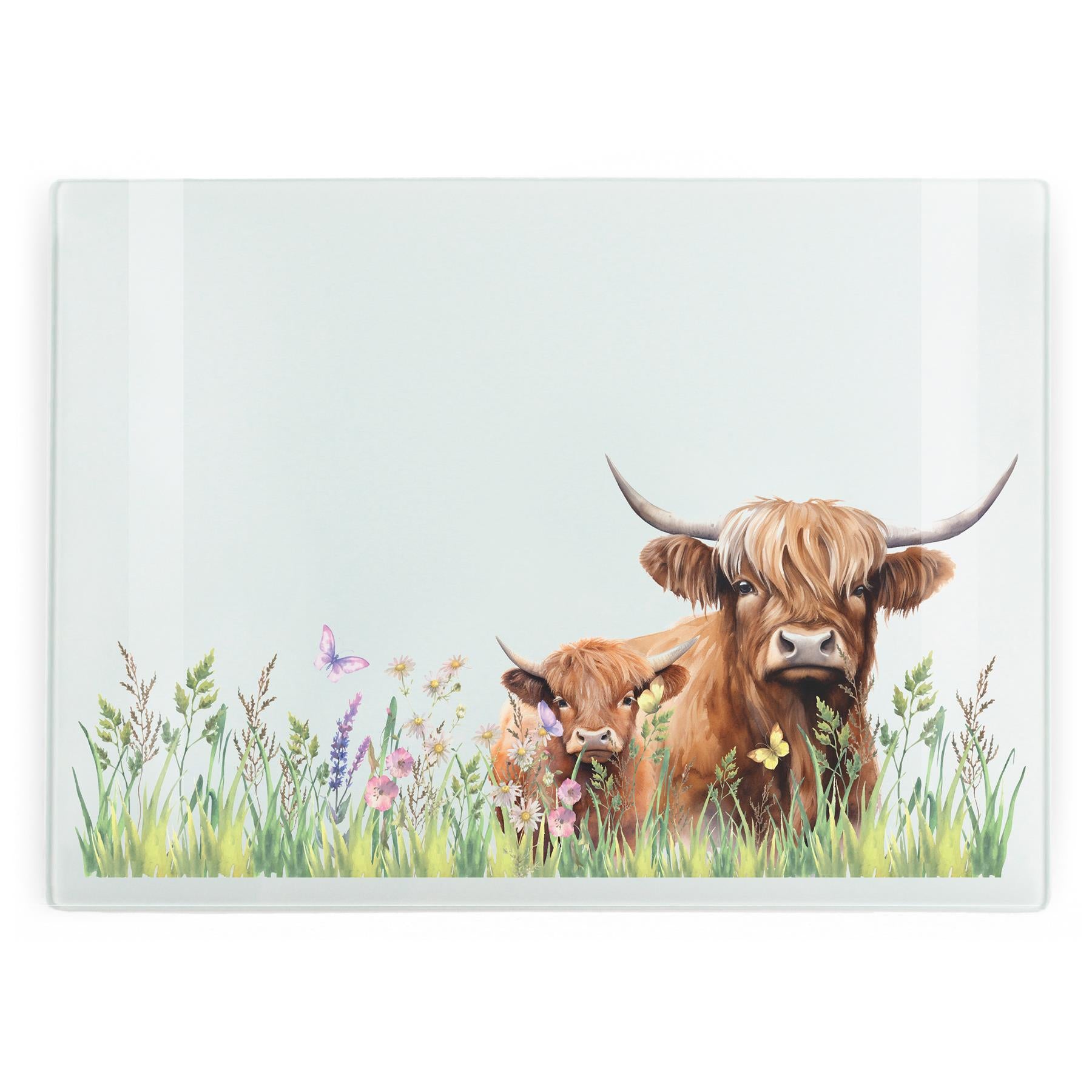 Highland Cow Mum & Calf Large Smooth Worktop Protector