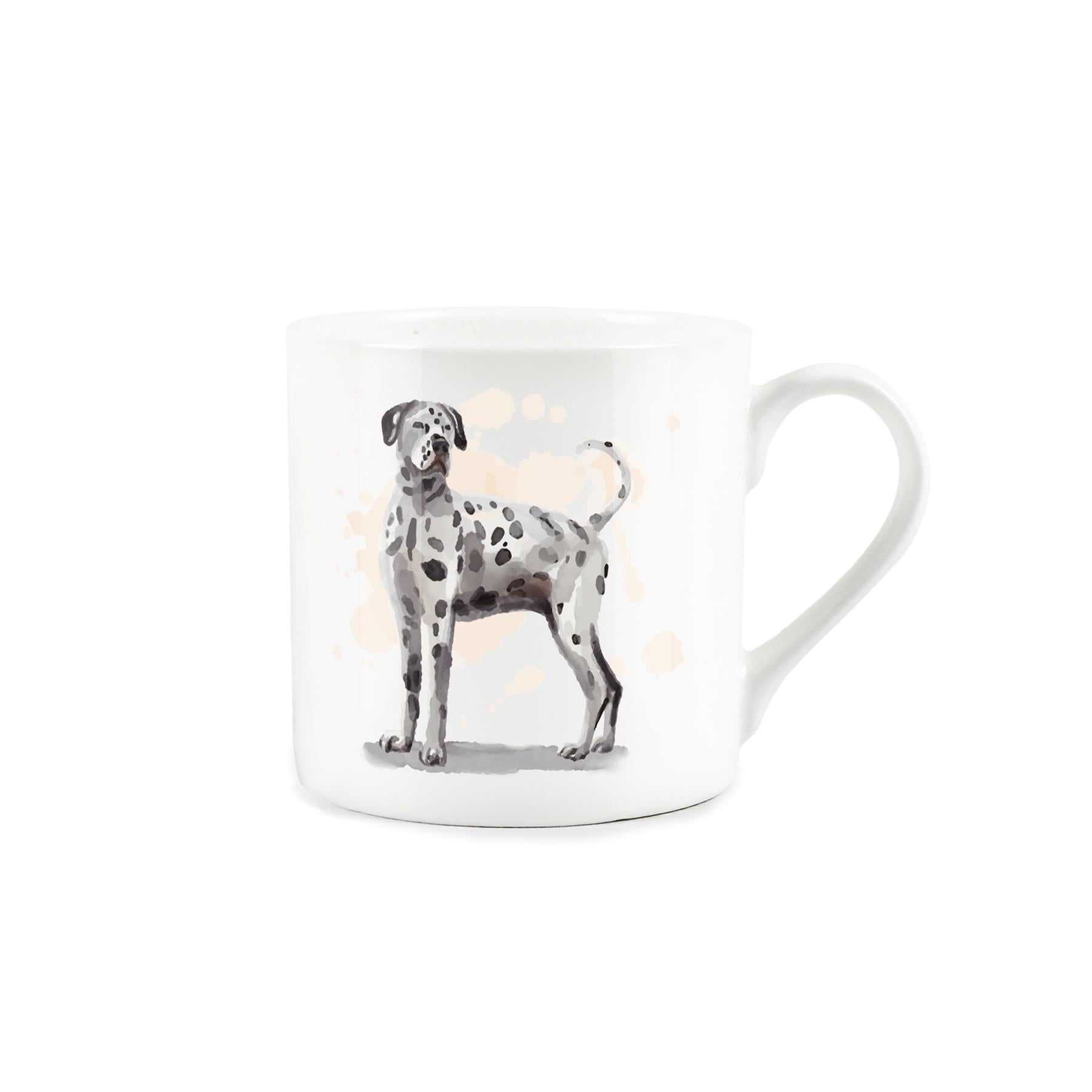Bone China mug adorned with charming watercolour artwork of a dalmatian
