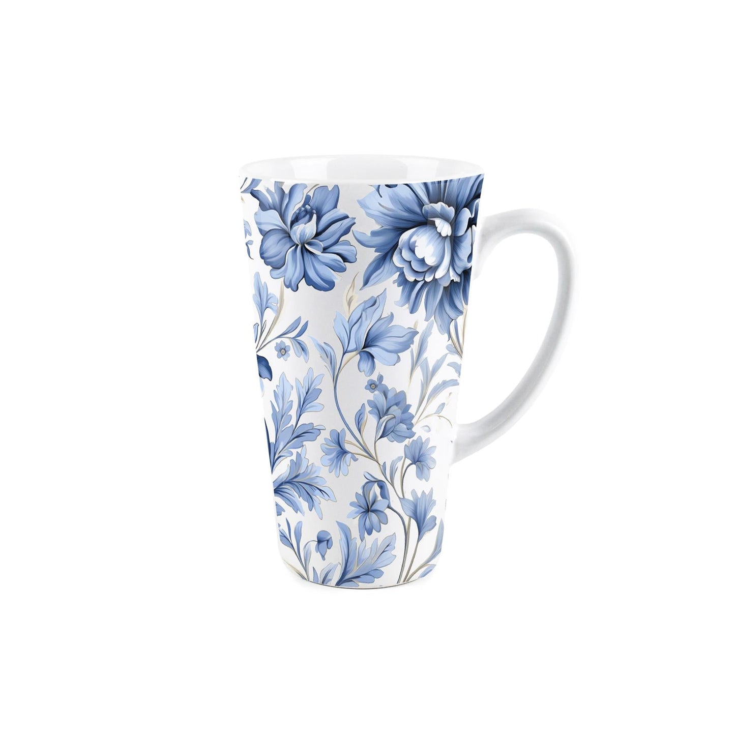 Greek White Floral Large Latte Mug