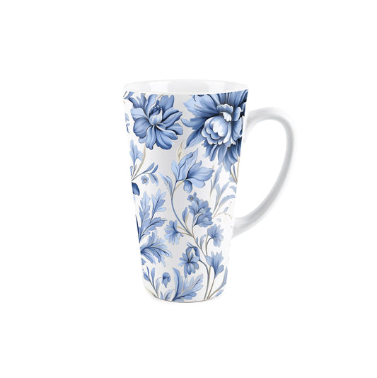 Greek White Floral Large Latte Mug