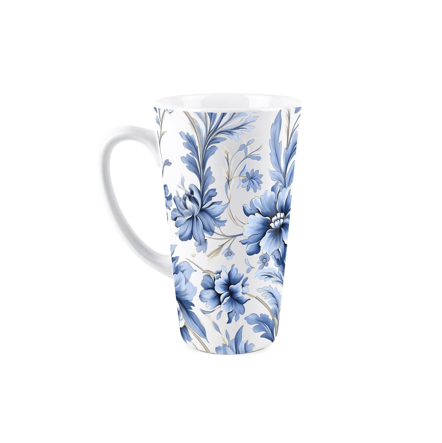 Greek White Floral Large Latte Mug