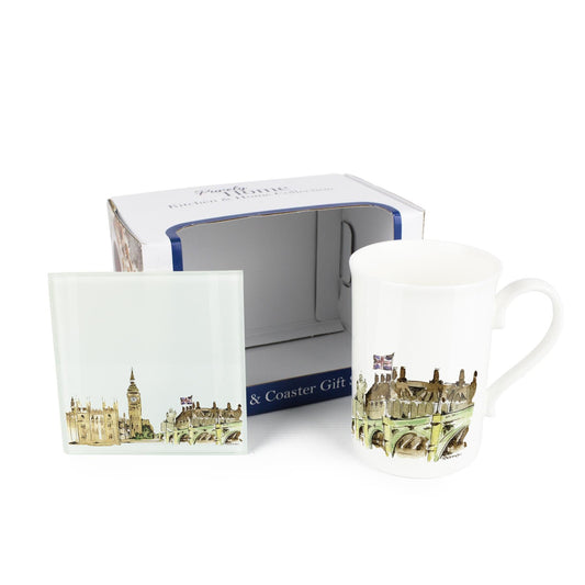 Big Ben Mug & Coaster Gift Set by Rhiannon Chauncey