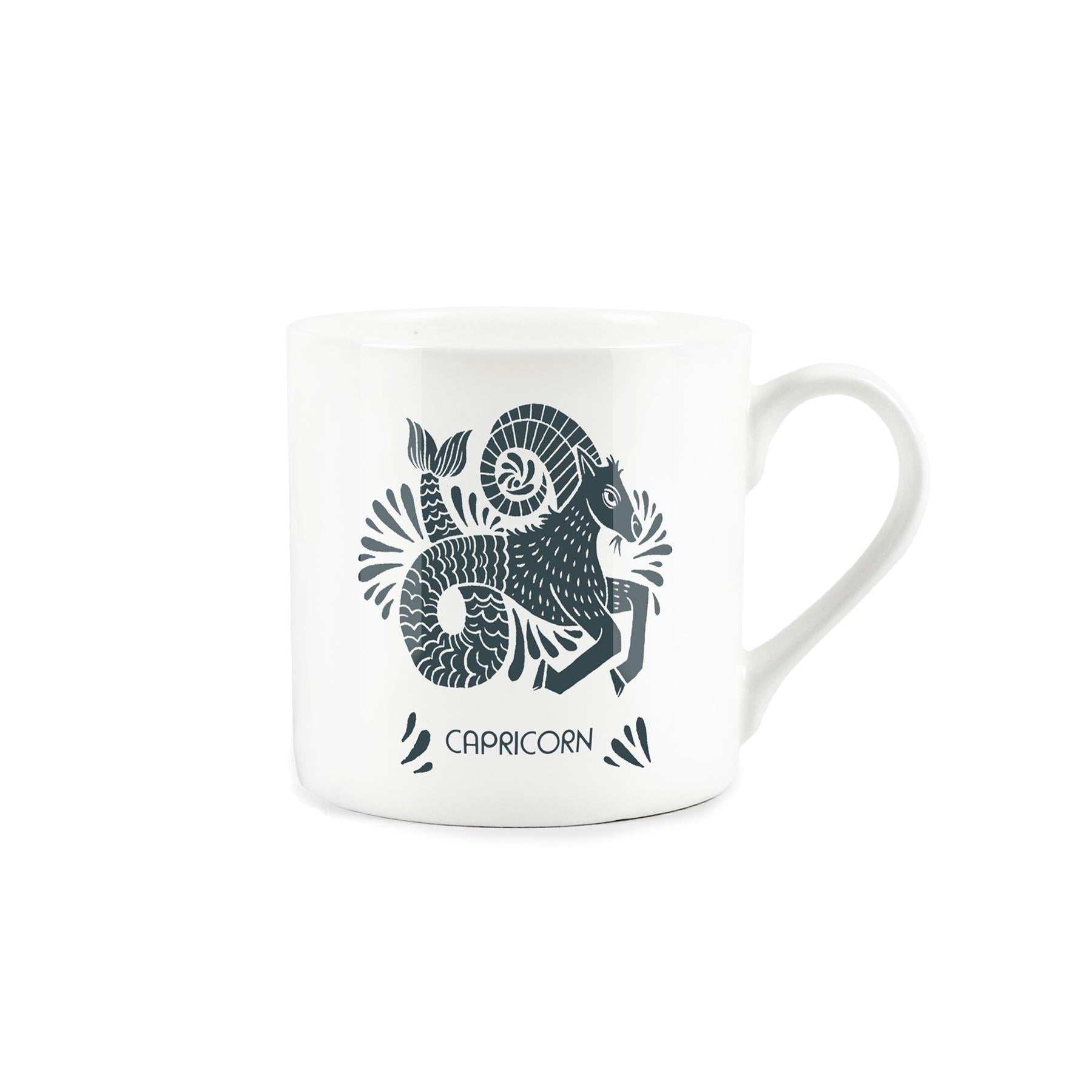 Bone China mug with colourful capricorn zodiac design