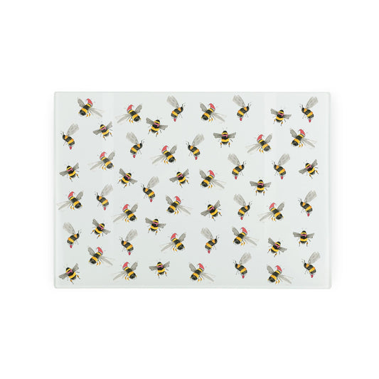 Christmas Bees Small Smooth Worktop Protector by Rhiannon Chauncey
