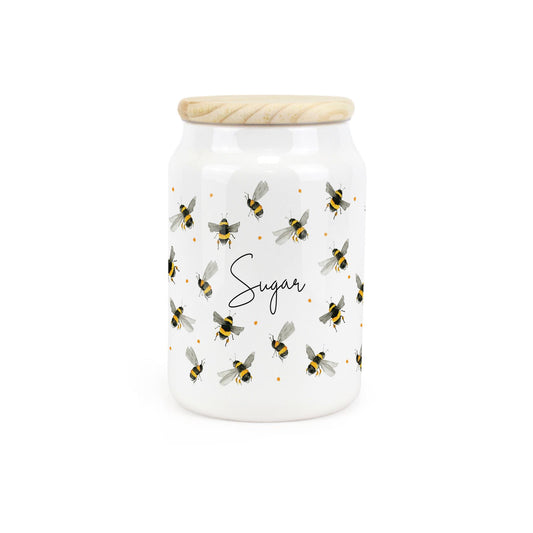 Scattered Bees Ceramic Canister by Rhiannon Chauncey