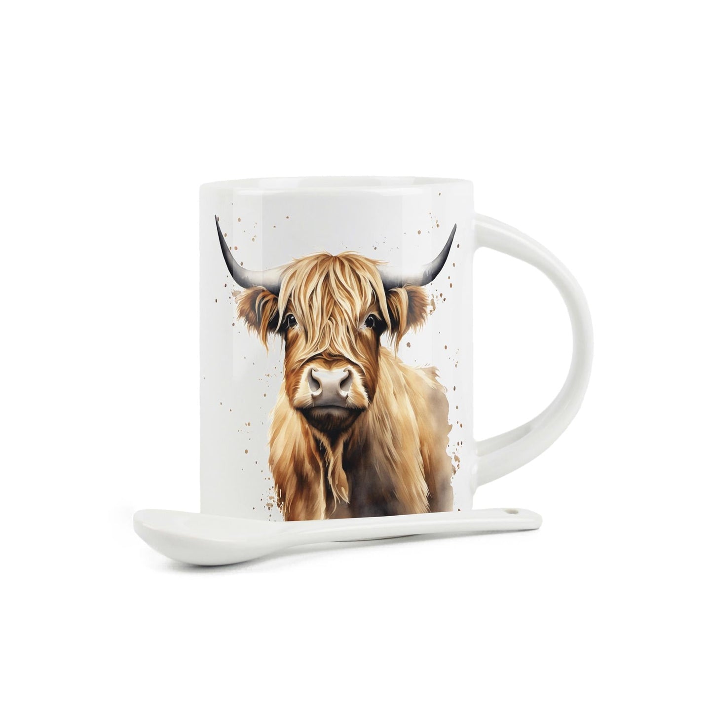 Highland Cow Mug & Spoon Set