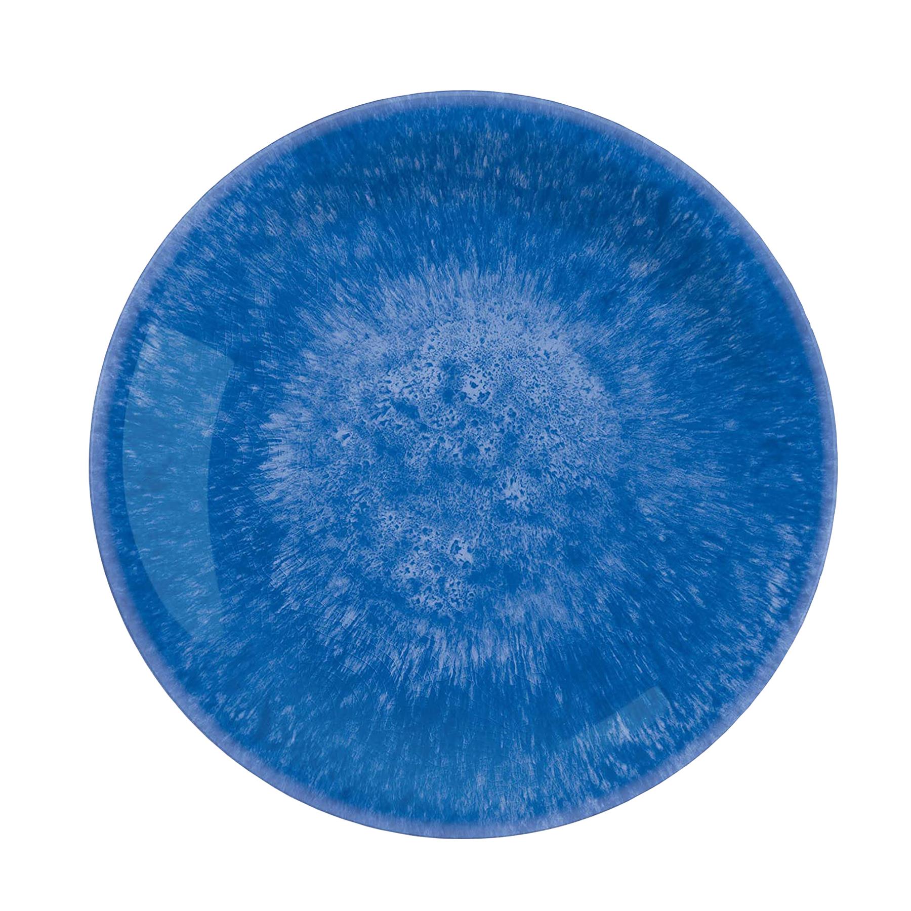 Indigo melamine dinner plate with textured glaze patterning