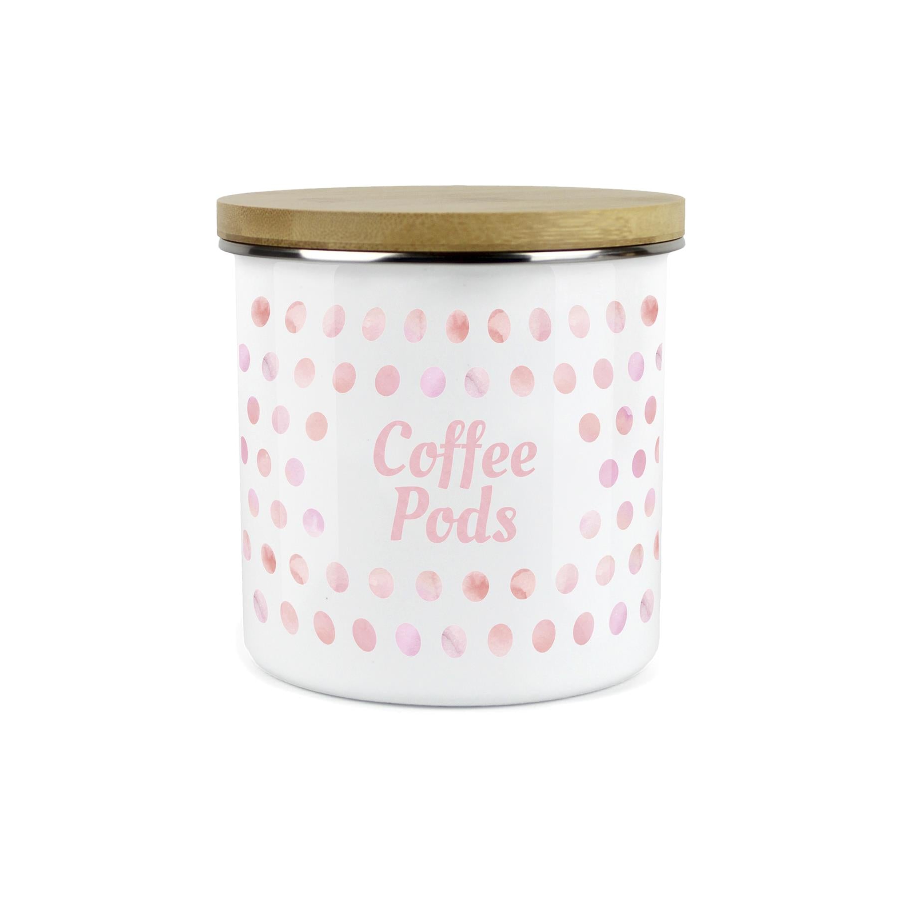 Purely Home Kitchen Polka Dot Pink Food Storage Canister - Coffee Pods