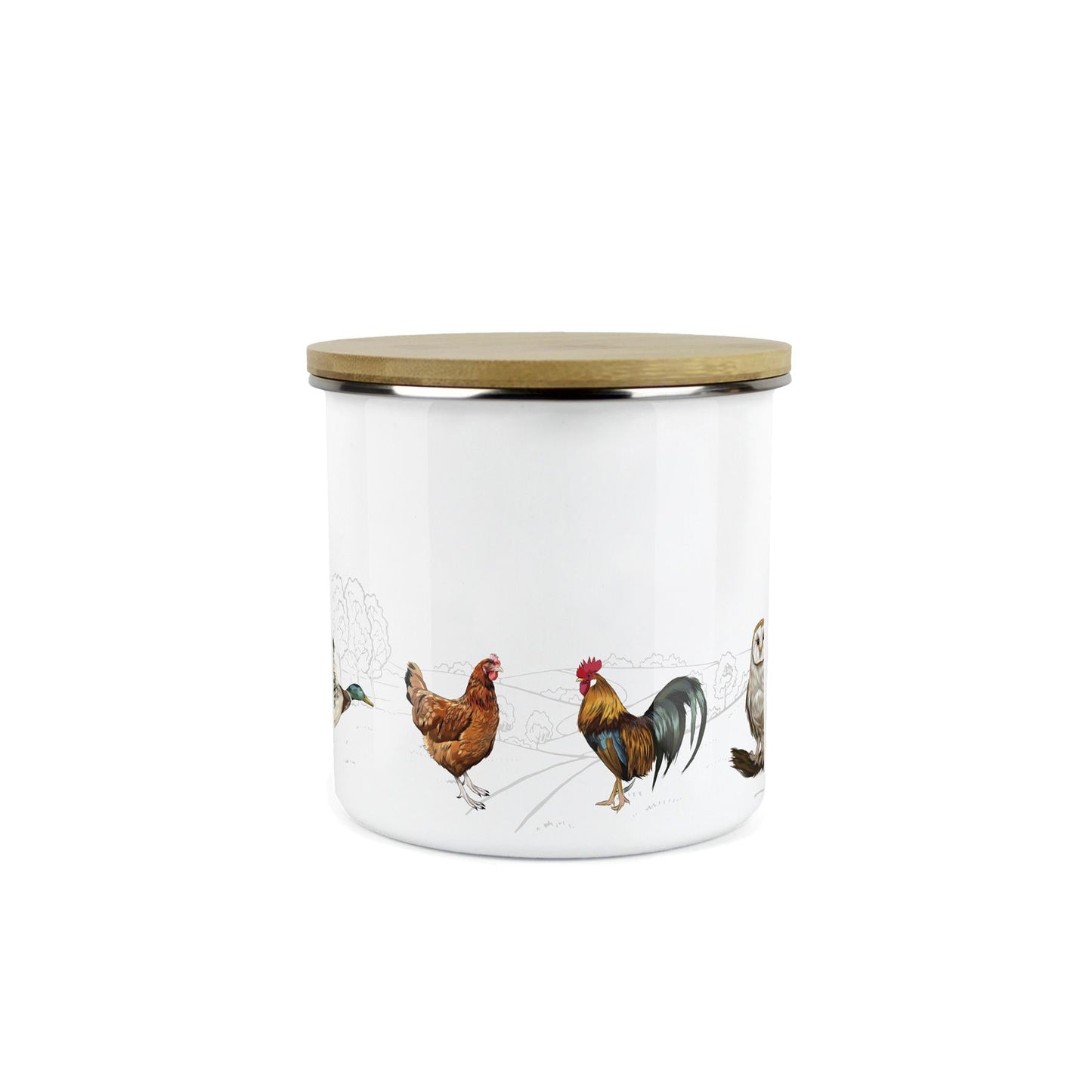 Storage Canister - Country Farm Animal Airtight Enamel Kitchen Storage Jar