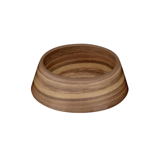 Lightweight melamine Acacia Wood medium pet bowl with rustic wood effect.