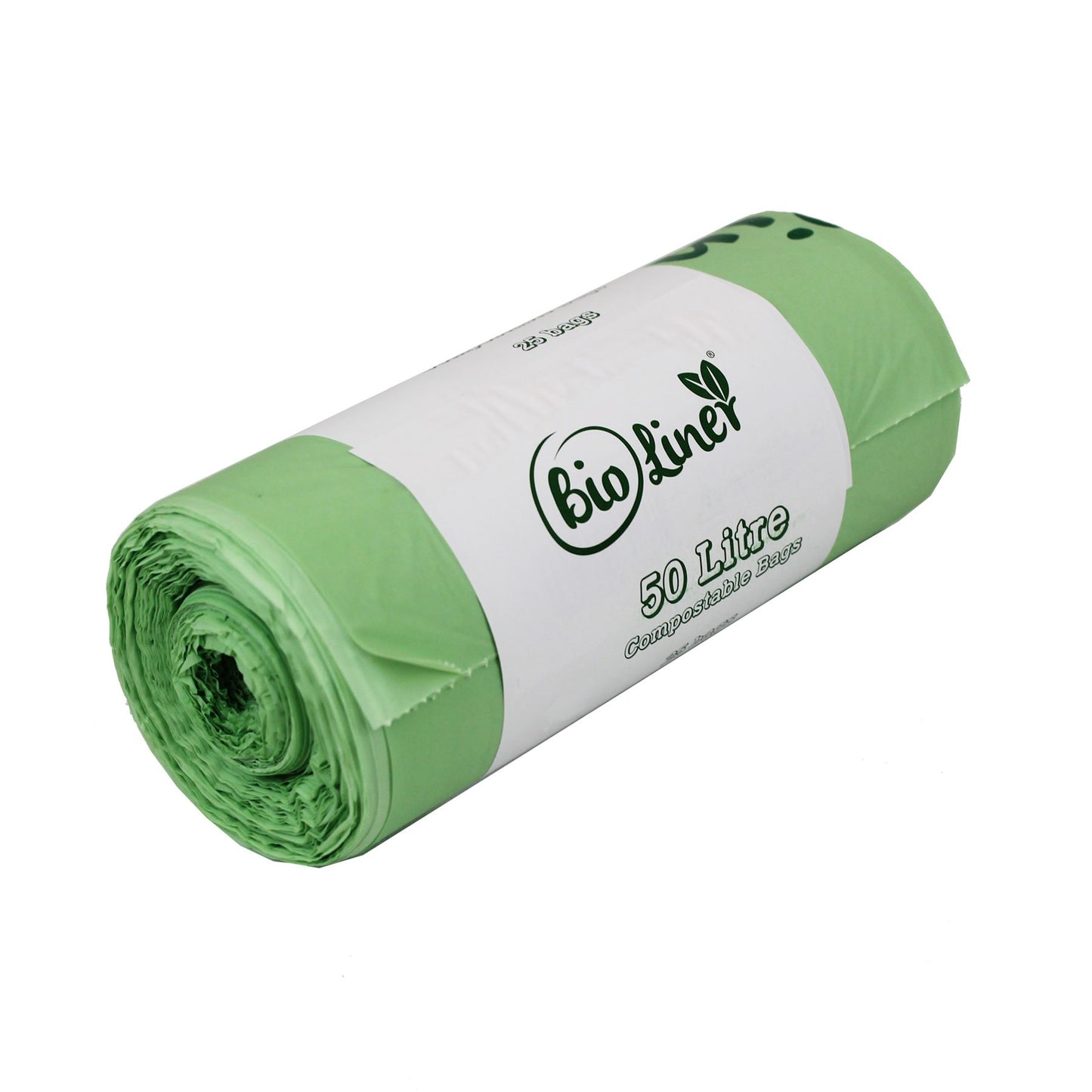 50L BioLiners, strong and compostable, suitable for swing bins and larger indoor bins.