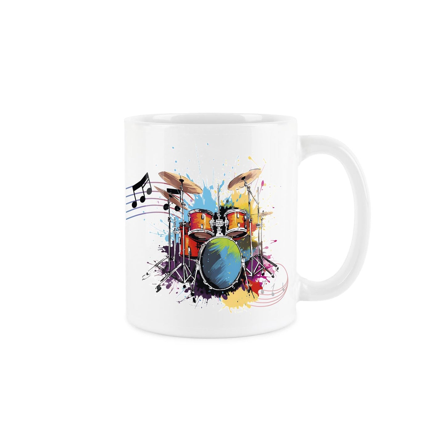 Illustrative rainbow colour design of flute on a ceramic mug