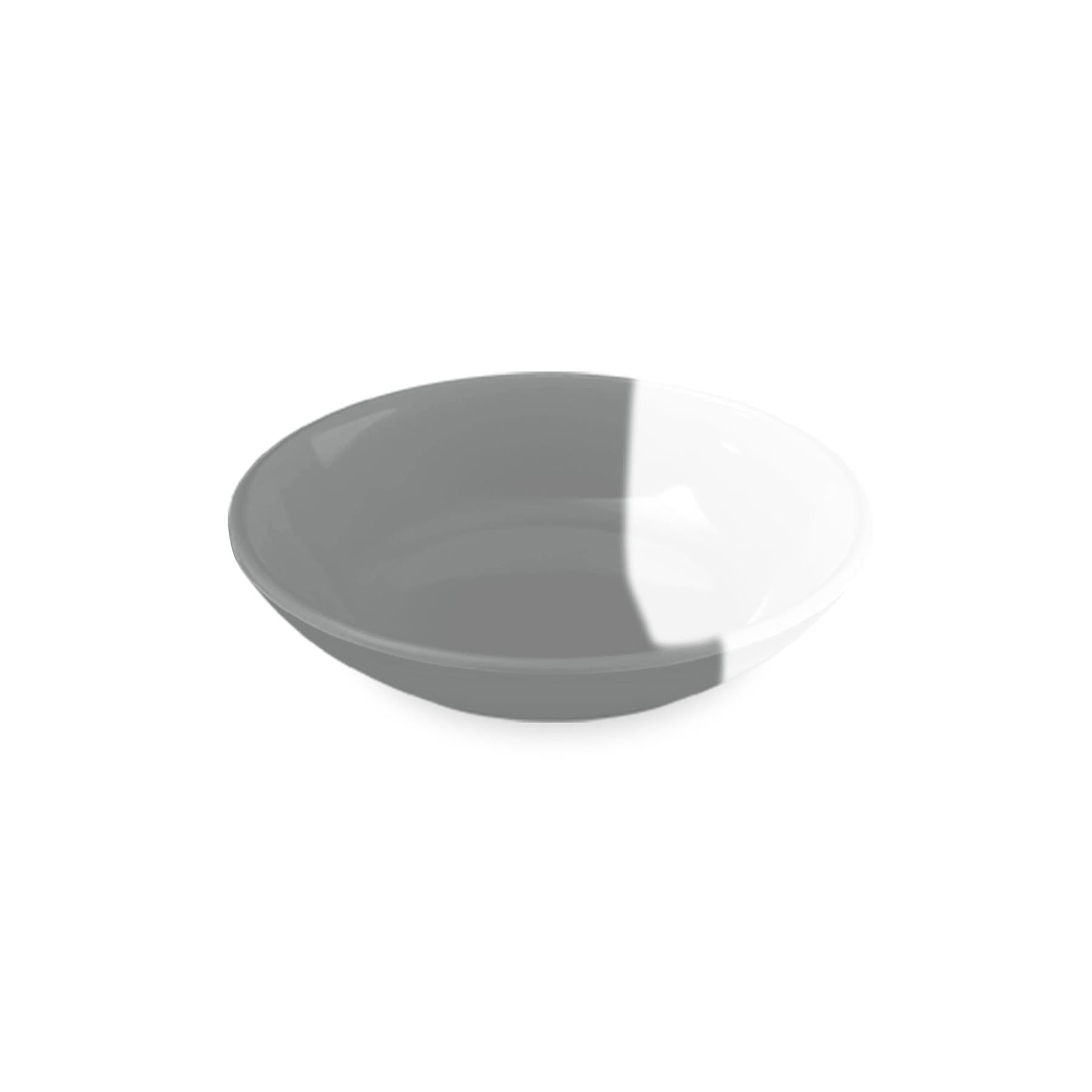 Lightweight melamine pet saucer in elegant grey & white split design.