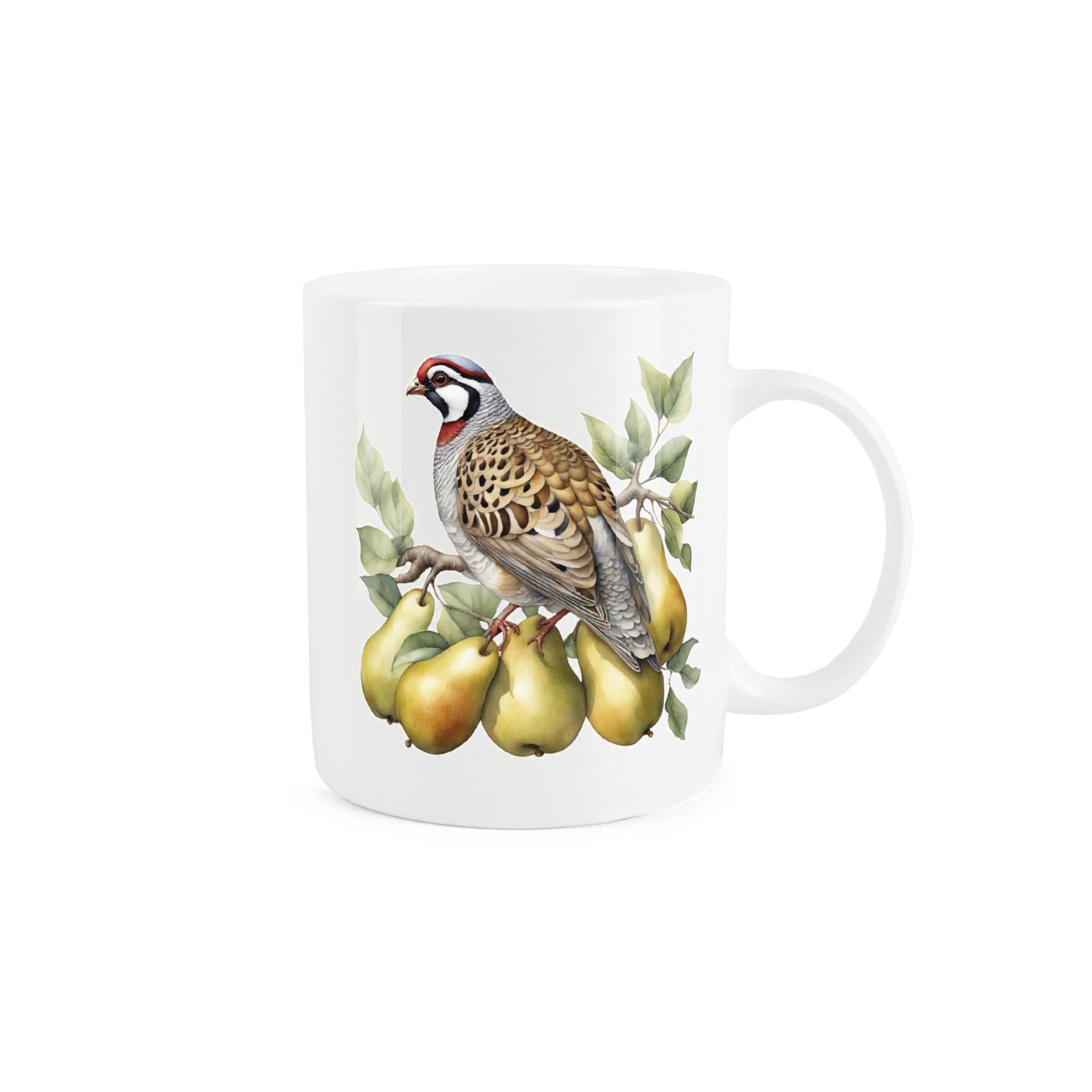 Festive bone china mug celebrating the 1st day of Christmas. Partridge in a pear tree design.