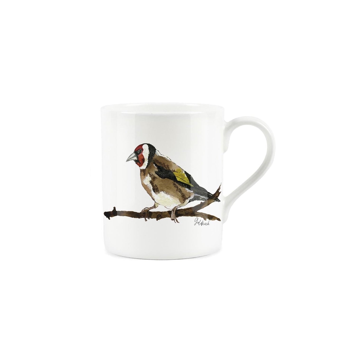 White bone china mug featuring watercolour blue tit.