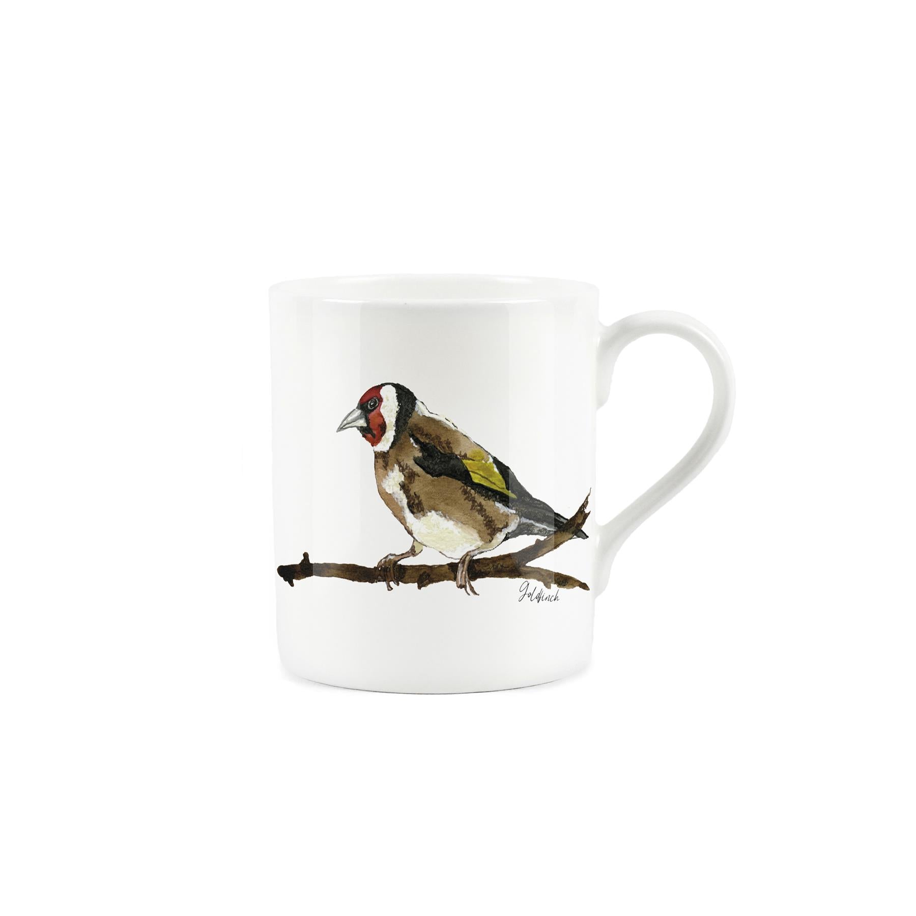 White bone china mug featuring watercolour blue tit.