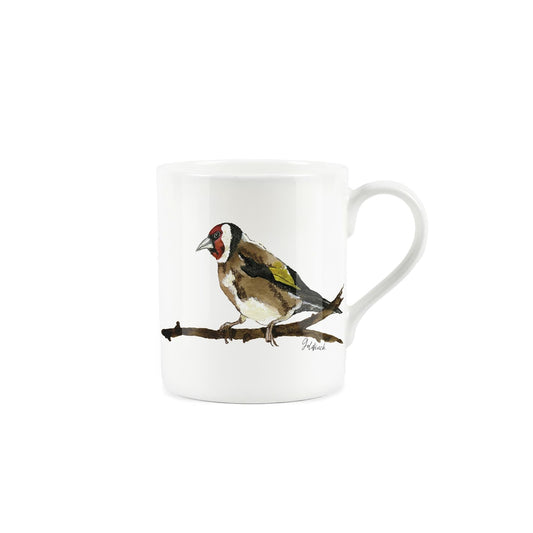 White bone china mug featuring watercolour blue tit.