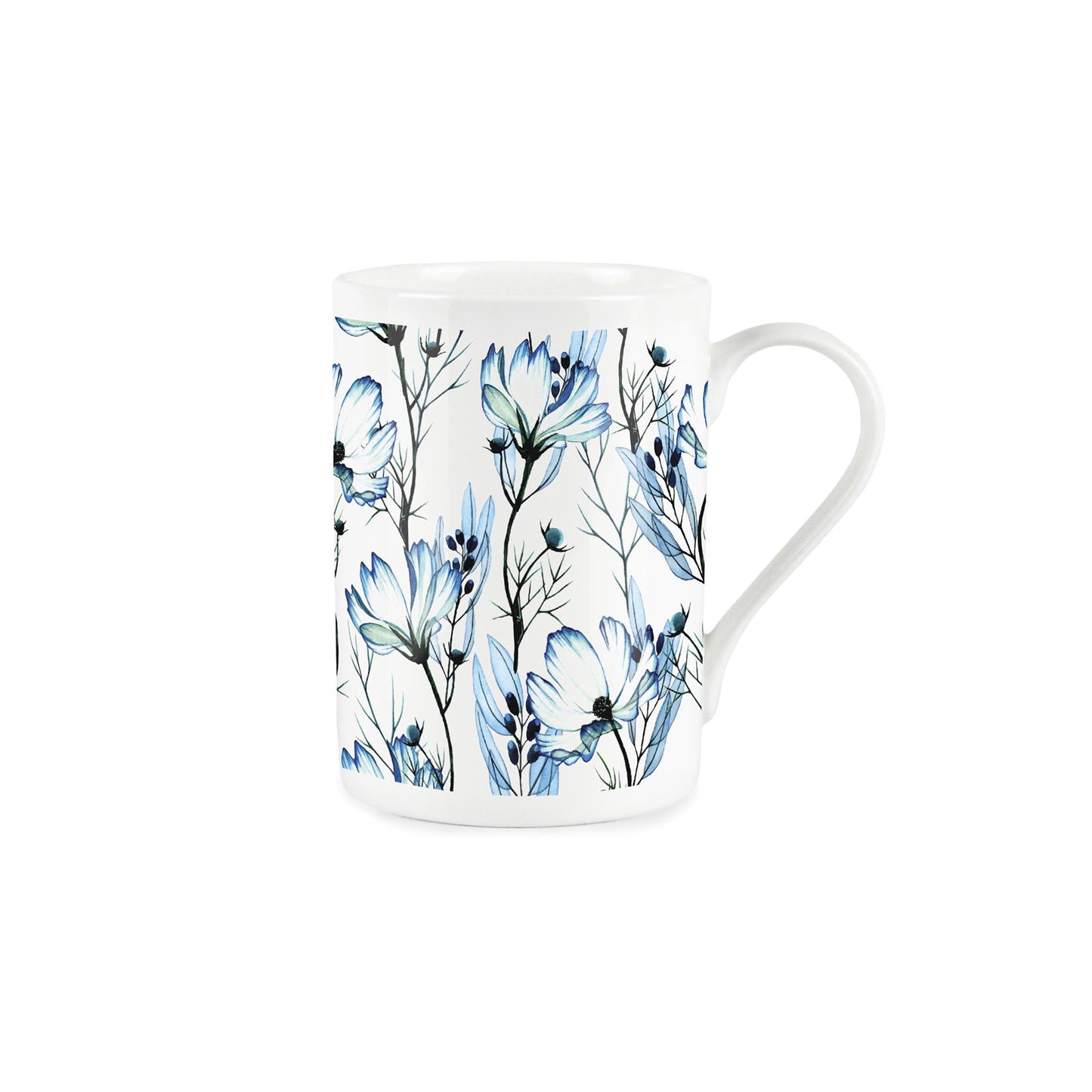 White bone china mug with delicate orange magnolia design