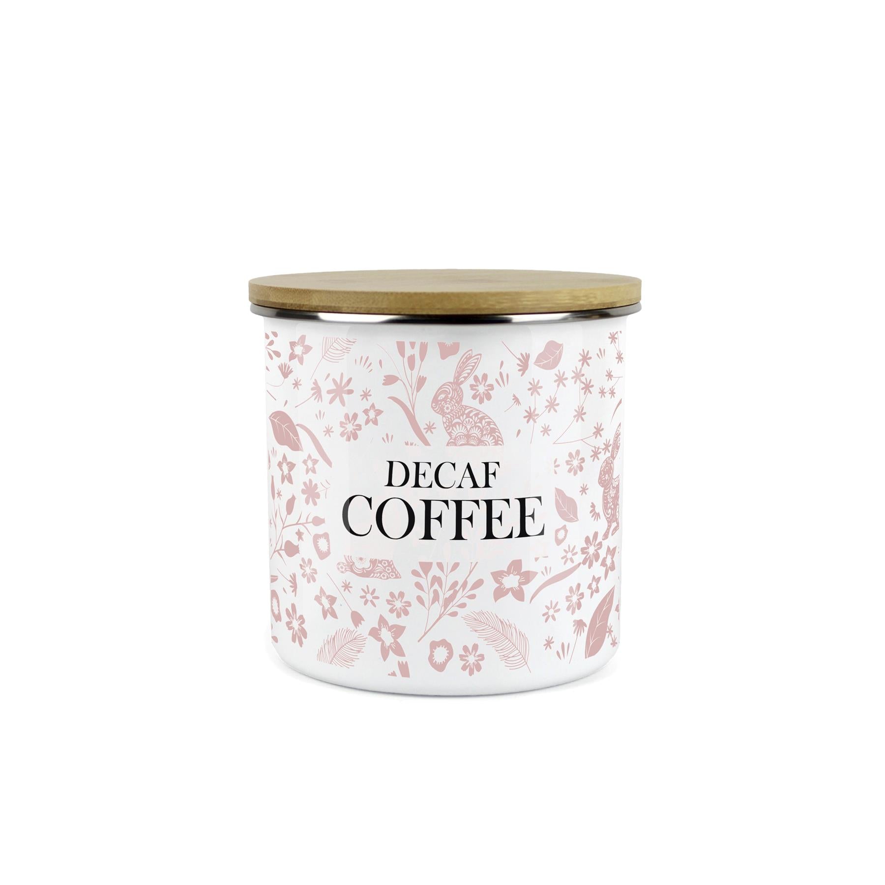 Wild Rabbits Decaf Coffee Storage Canister - Pink Enamel Food/Drink Container