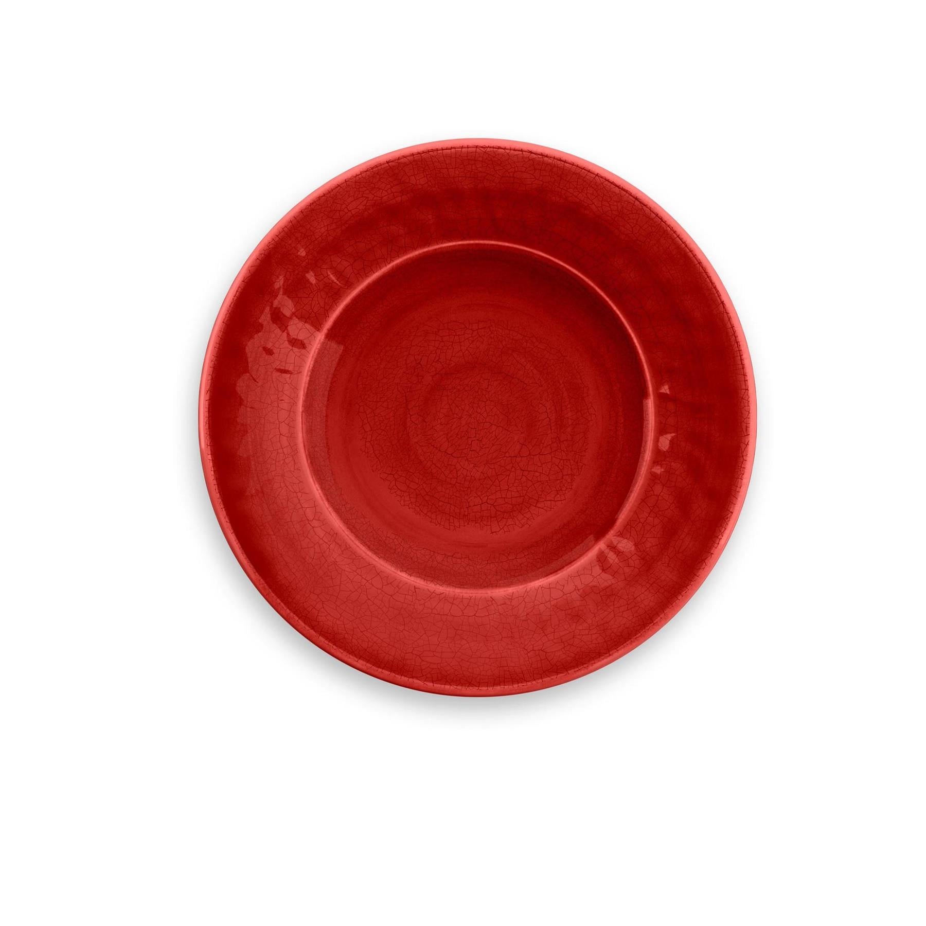 Red melamine side plate  with crackle glaze finish.