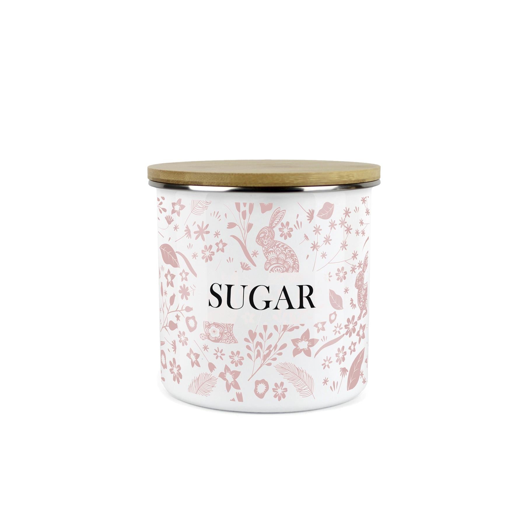 Wild Rabbits Sugar Storage Canister - Pink Enamel Food/Drink Container