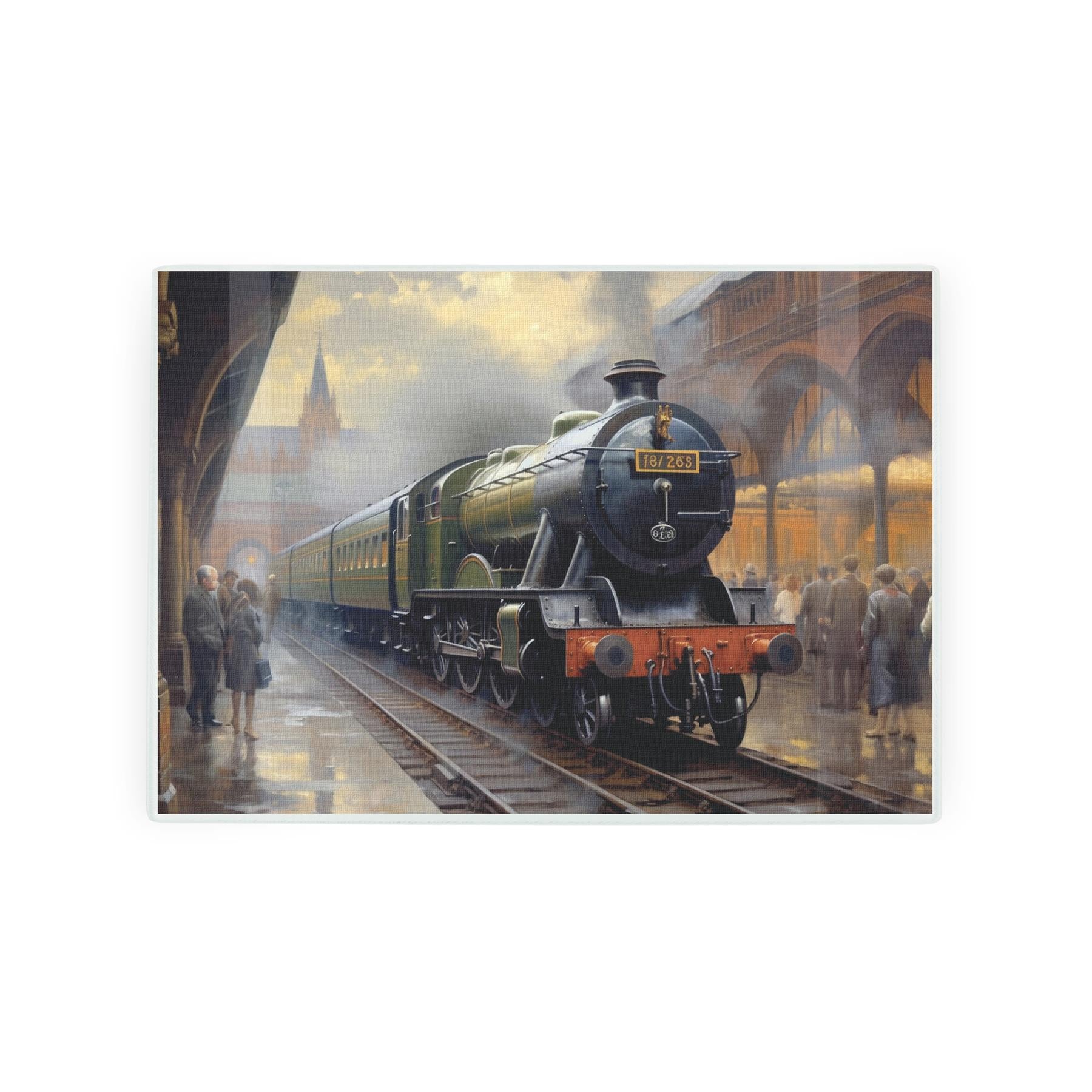 Textured worktop protector with steam train at platform design.